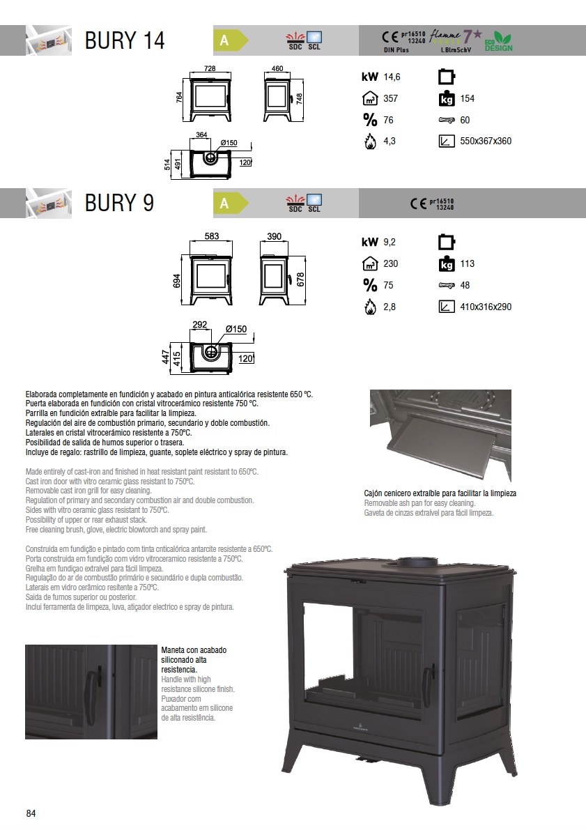 Estufa de leña Bronpi BURY 14 kW