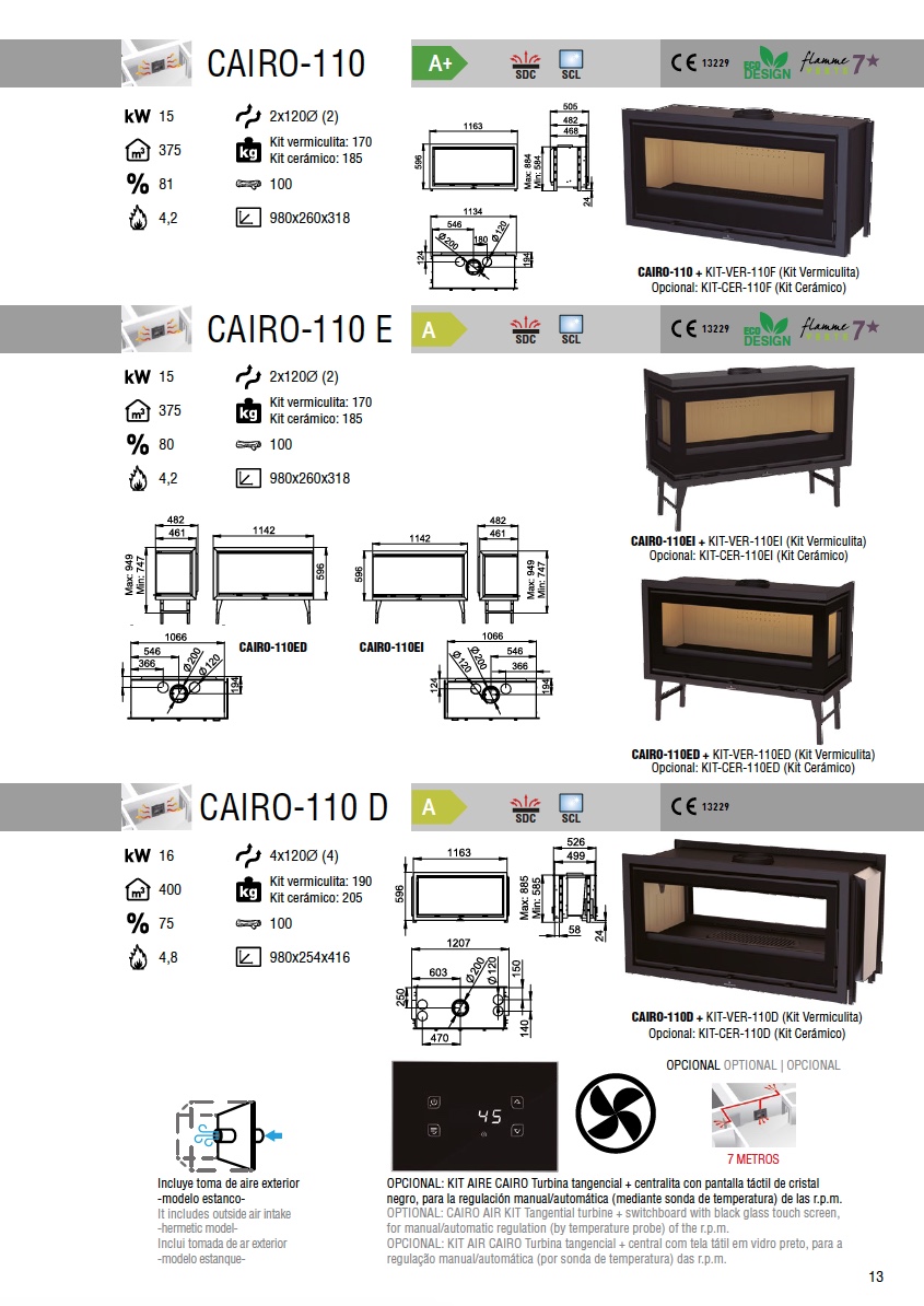 Insertable de leña Bronpi CAIRO-110 15 kW