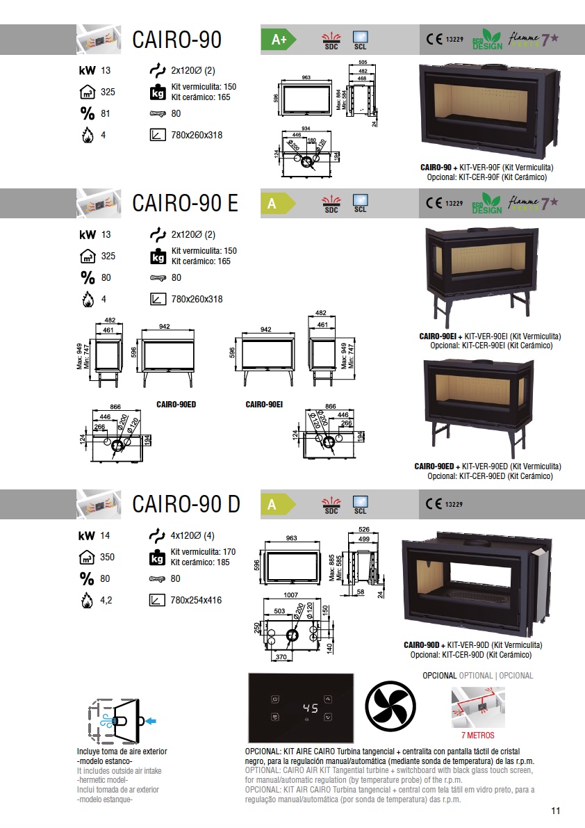 Insertable de leña Bronpi CAIRO 13 kW