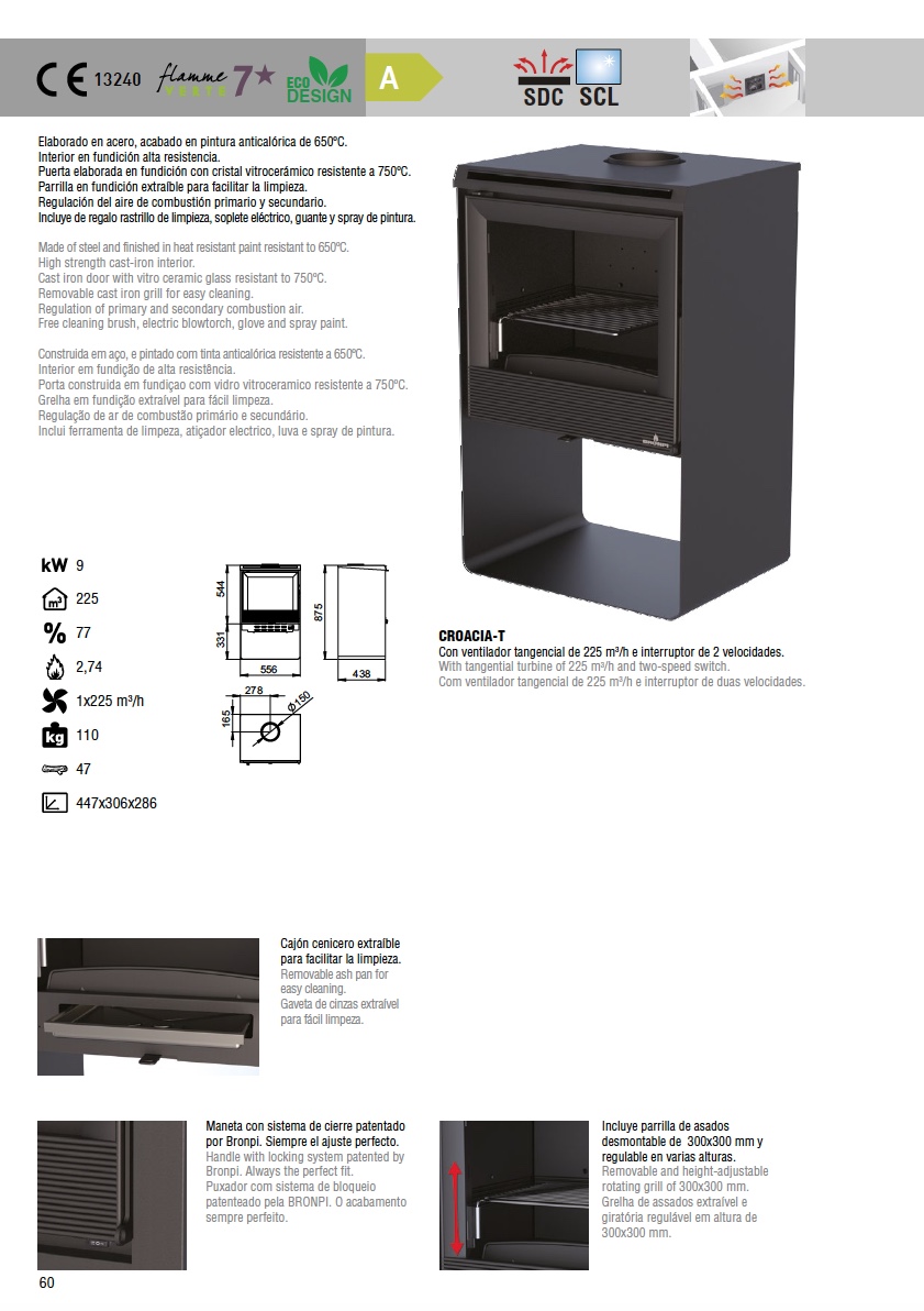 Estufa de leña Bronpi CROACIA 9 kW