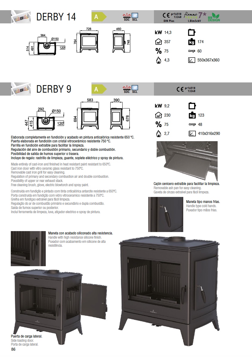 Estufa de leña Bronpi DERBY 14 kW