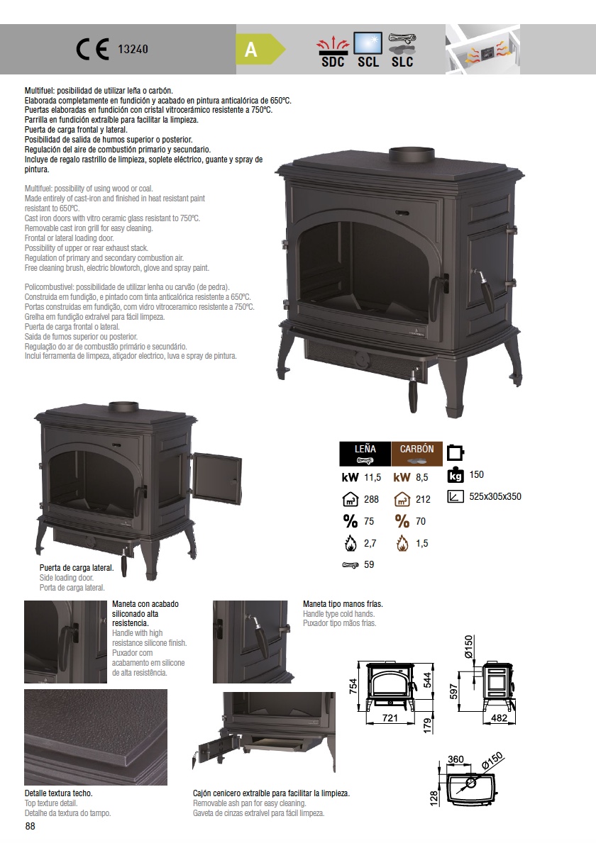 Estufa de leña Bronpi ETNA 11,5 kW