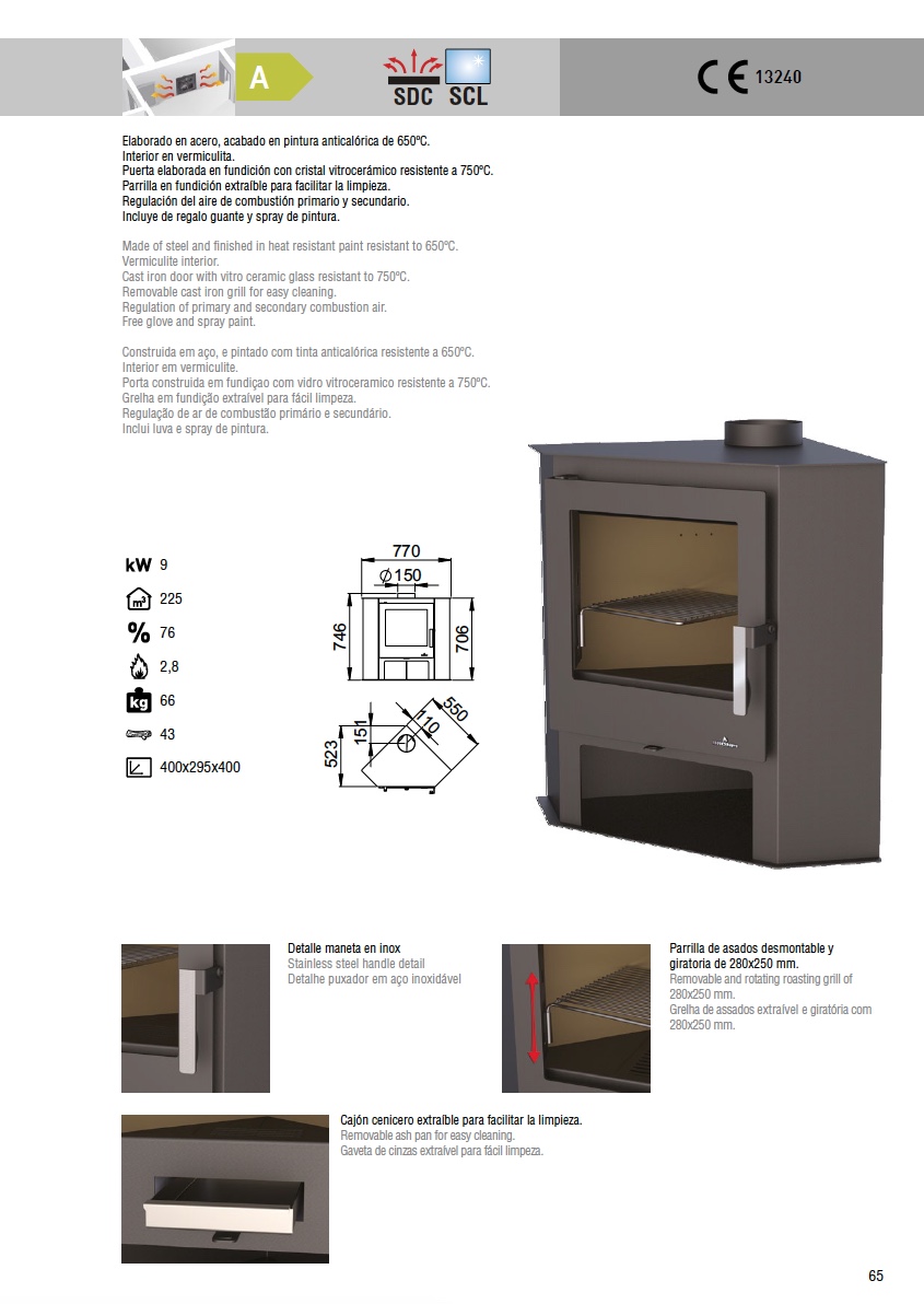 Estufa de leña Bronpi LERMA 9 kW