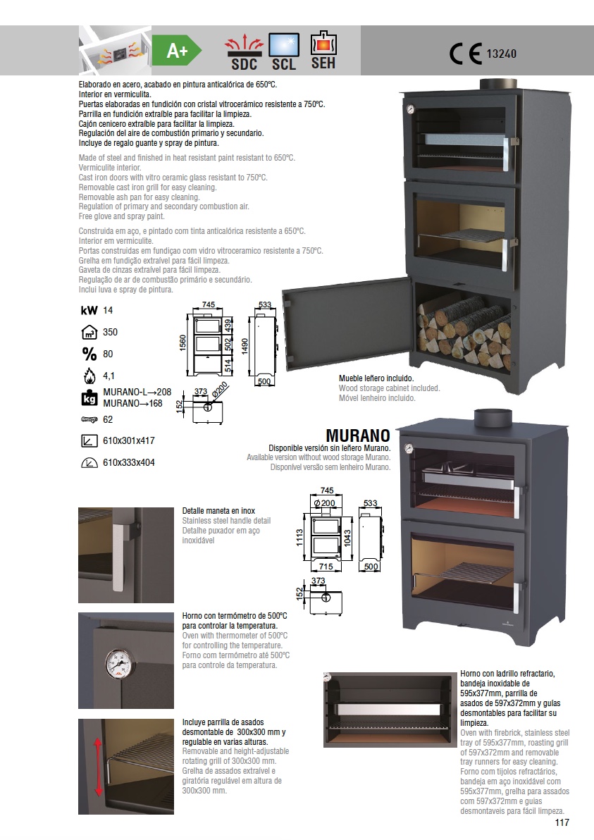 Horno de leña MURANO 14 kW