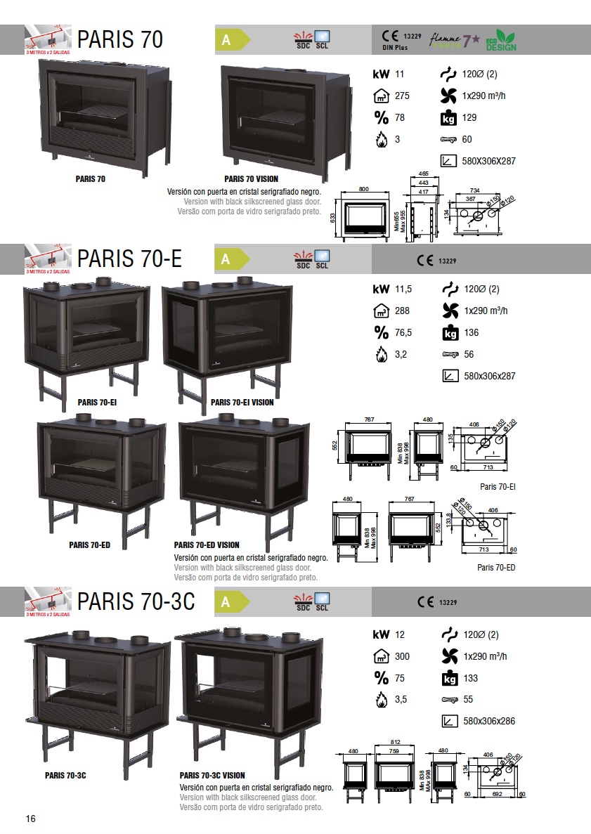 Insertable de leña Bronpi PARIS-70 11 kW