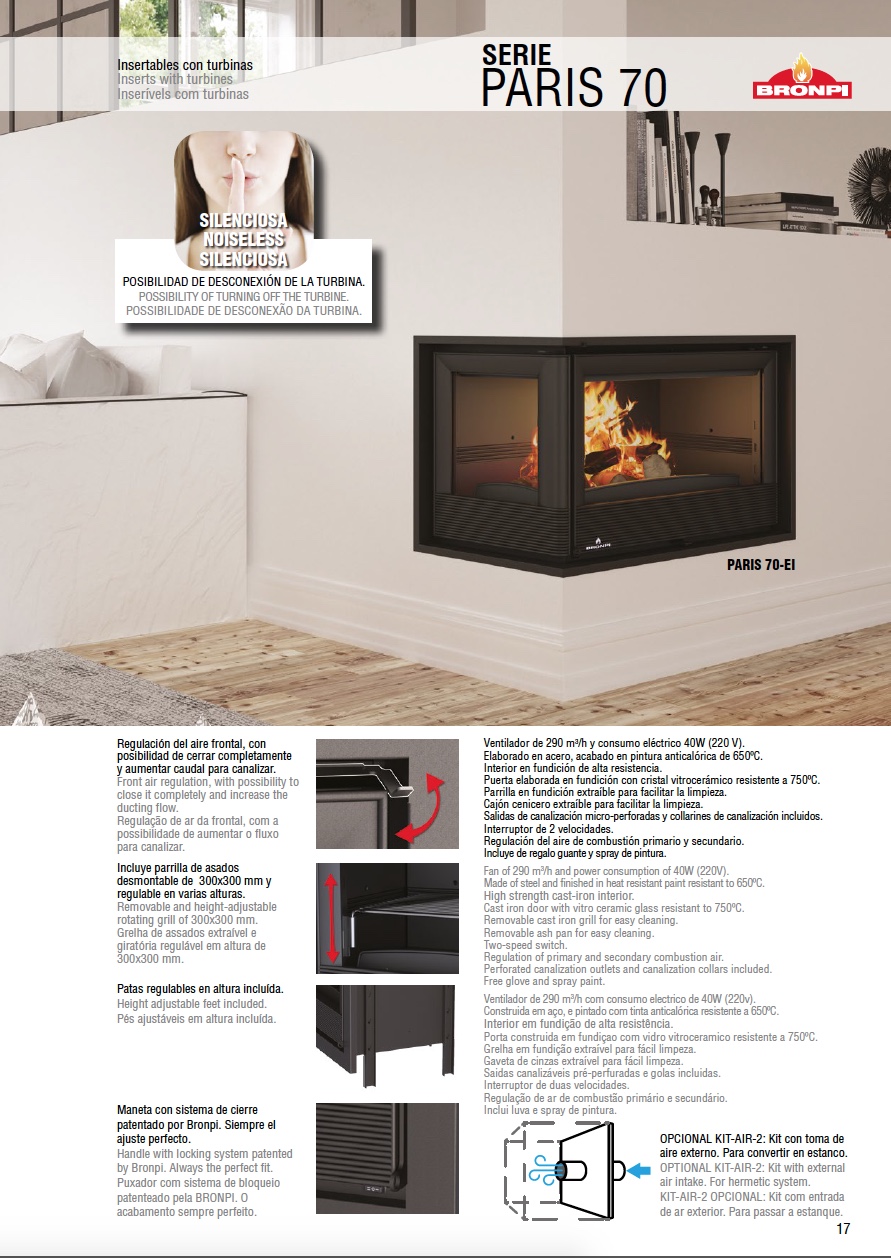 Insertable de leña Bronpi PARIS-70 11 kW