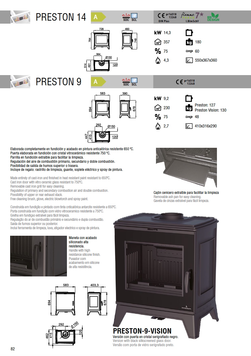 Estufa de leña Bronpi PRESTON 14 kW