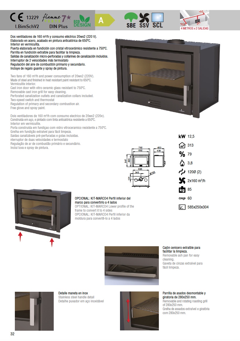 Insertable de leña Bronpi RIOJA 12,5 kW