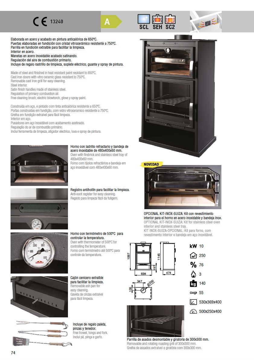 Estufa de leña Bronpi SUIZA 10 kW