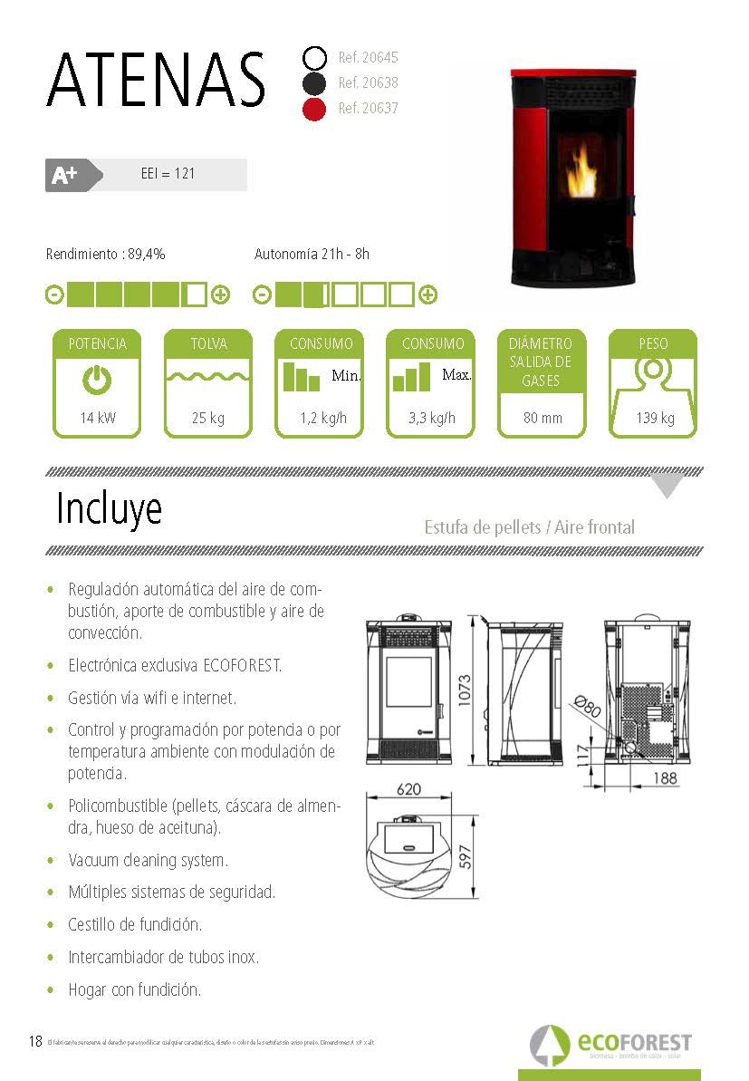Estufa de pellets Ecoforest ATENAS