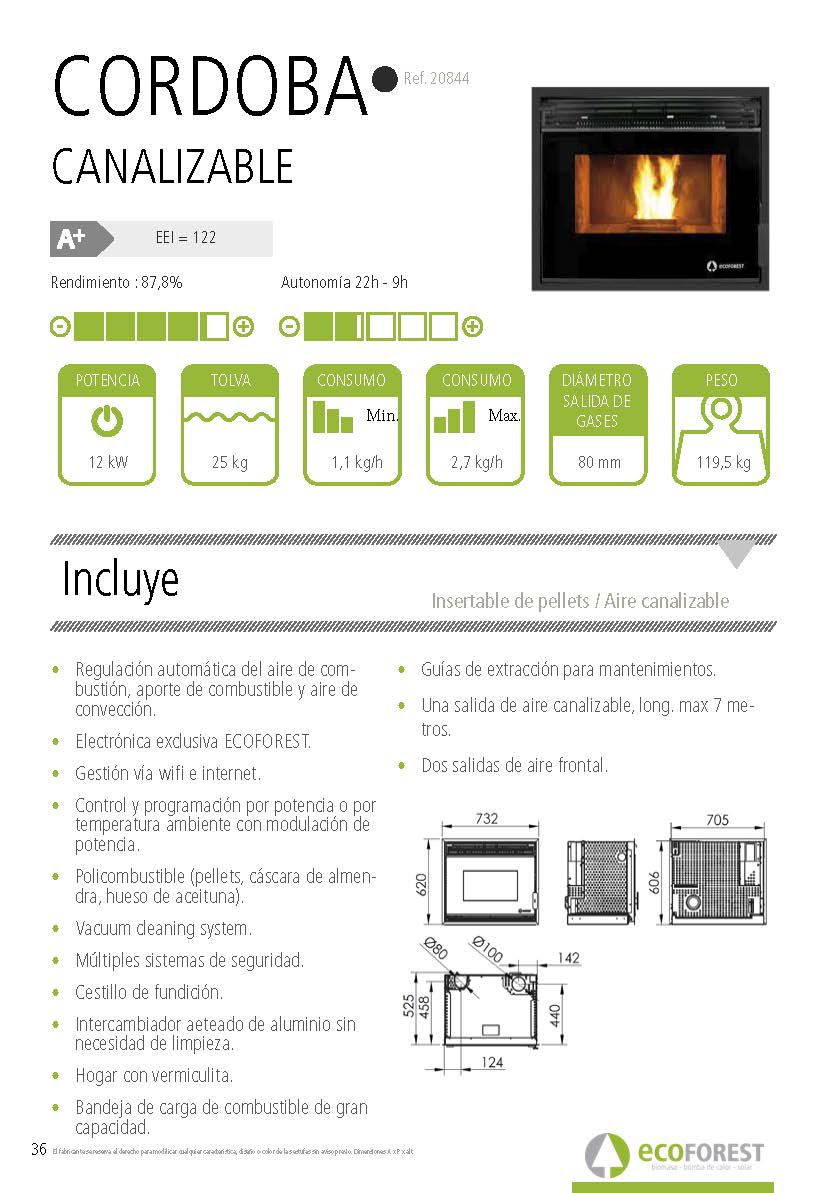 Inserto de pellets canalizable CORDOBA