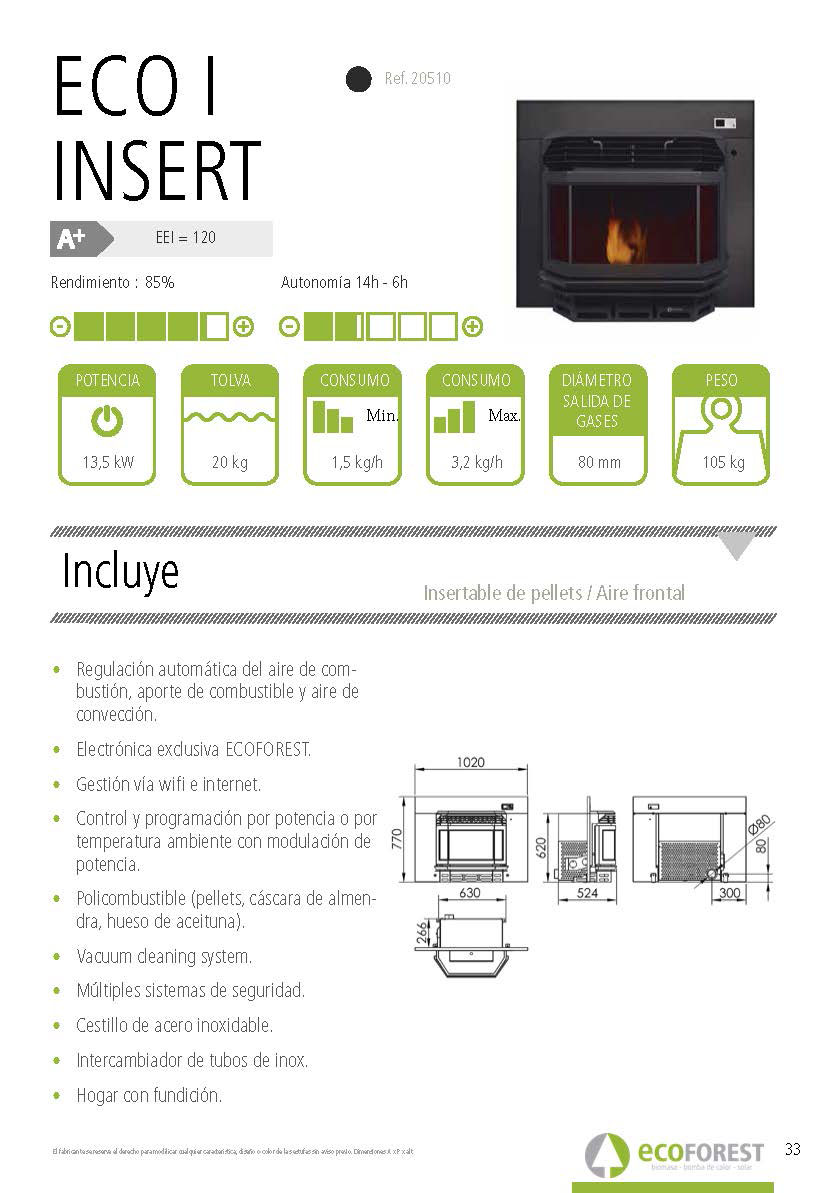 Inserto de pellets Ecoforest ECO I INSERT