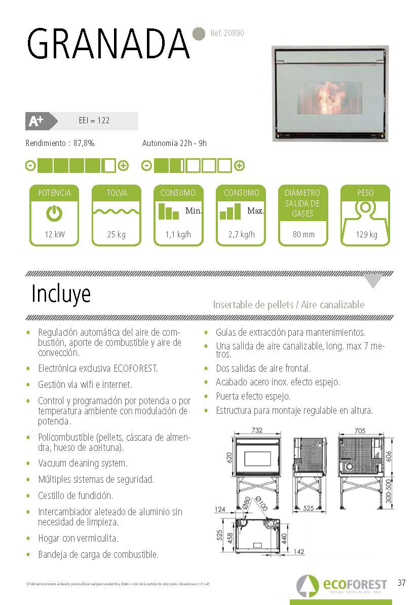 Inserto de pellets canalizable GRANADA