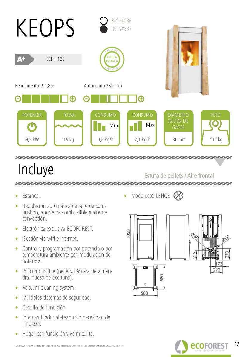 Estufa de pellets Ecoforest KEOPS