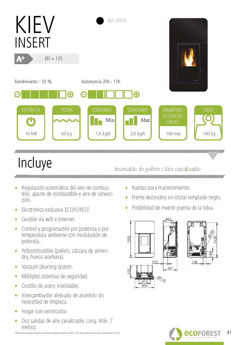 Inserto de pellets canalizable KIEV