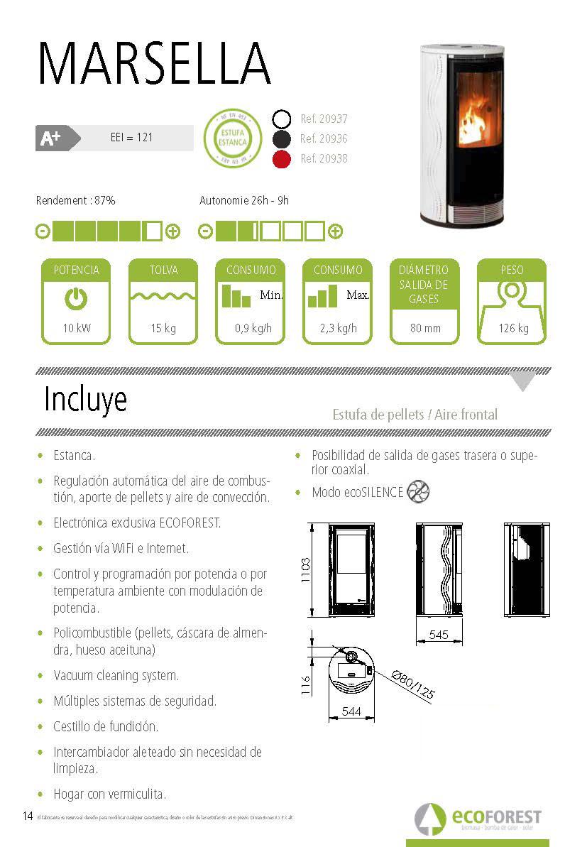 Estufa de pellets Ecoforest MARSELLA