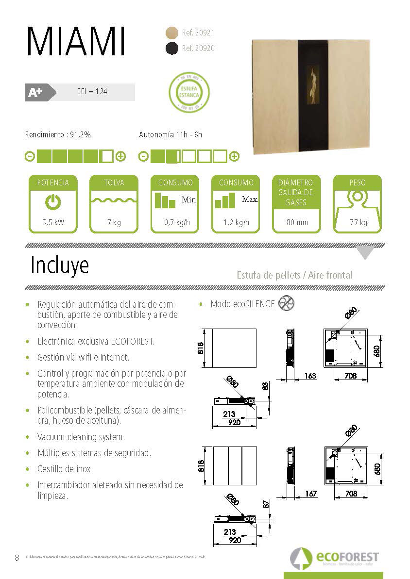 Estufa de pellets Ecoforest MIAMI