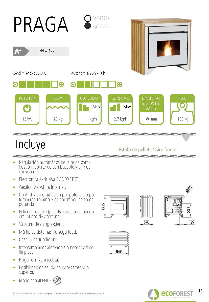 Estufa de pellets Ecoforest PRAGA