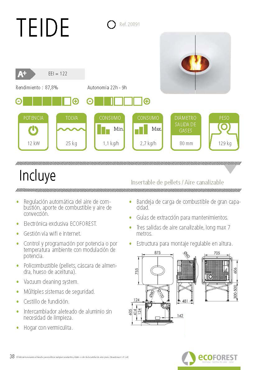 Inserto de pellets canalizable TEIDE