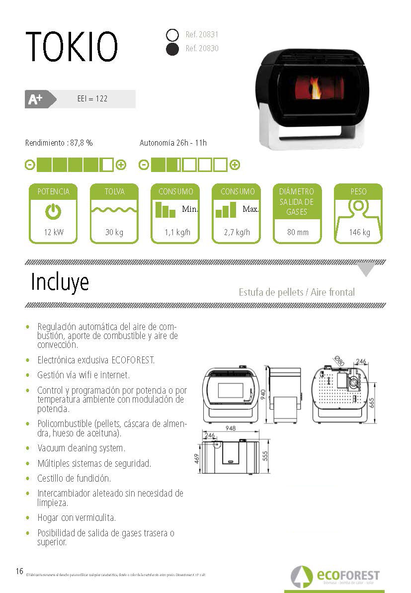 Estufa de pellets Ecoforest TOKIO