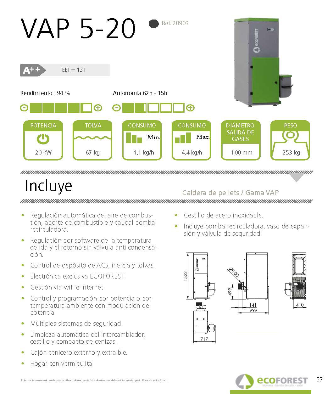 Caldera de pellets Ecoforest VAP