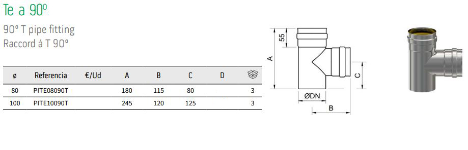 TE 90º Inoxidable 316L Exopellet