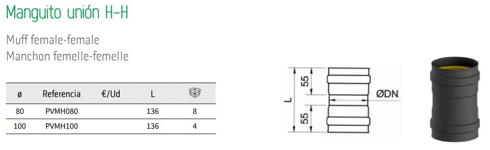 Manguito de unión H-H Exopellet