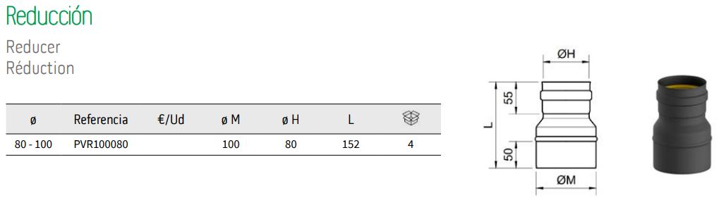 Reducción 100-80 mm Exopellet