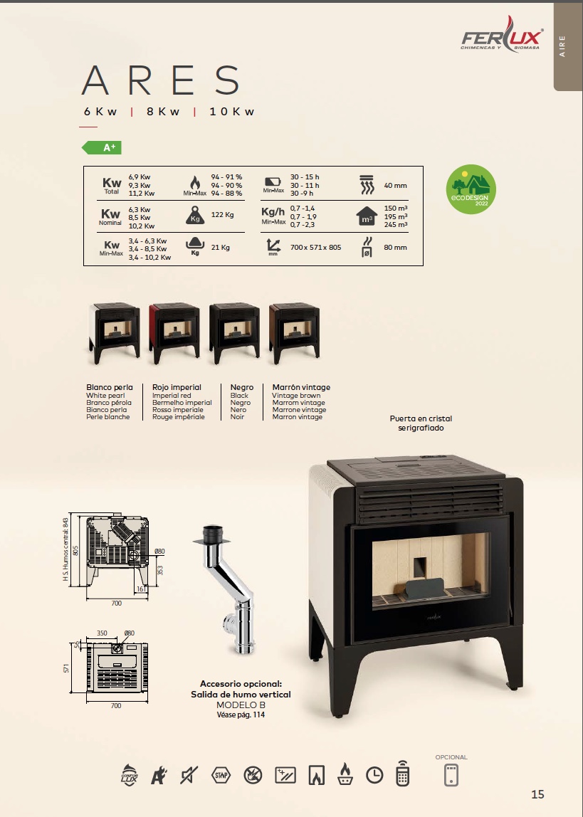 Estufa de pellets ARES 8KW