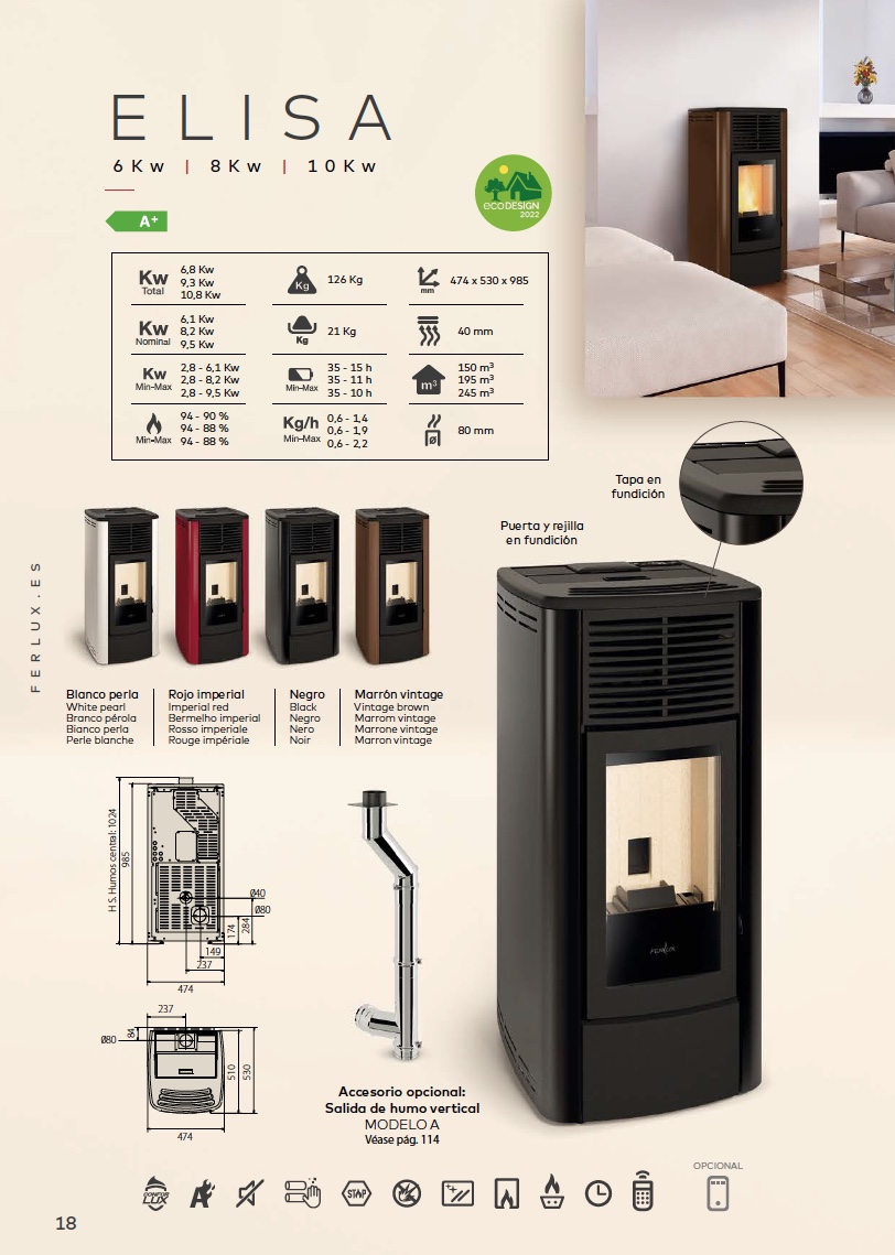 Estufa de pellets ARES 8KW