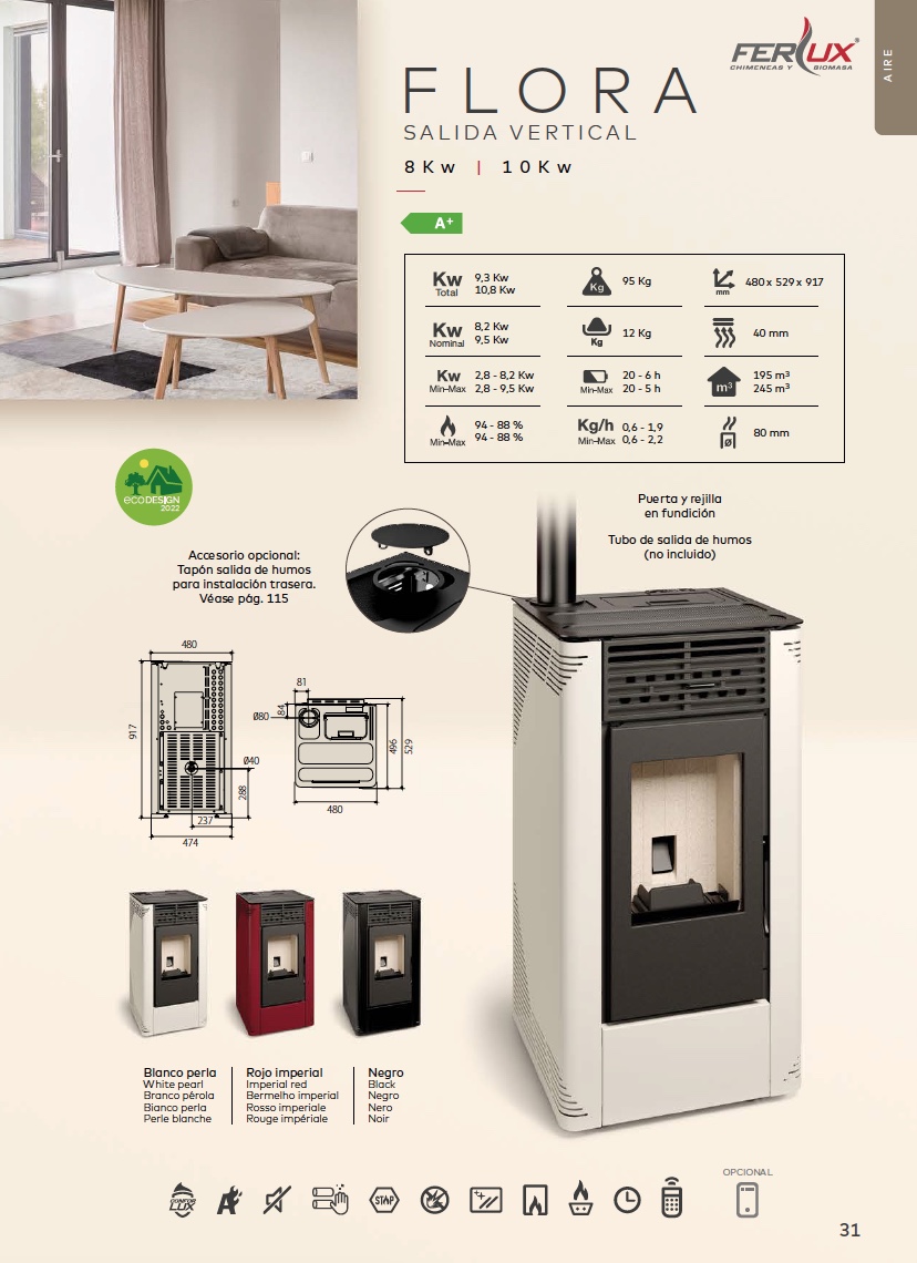 Estufa de pellets Ferlux FLORA SV