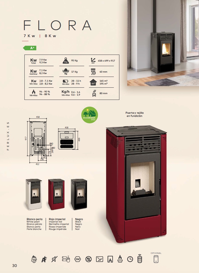 Estufa de pellets Ferlux FLORA