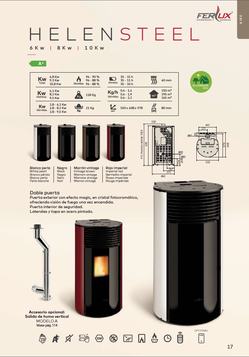 Estufa de pellets Ferlux HELEN STEEL
