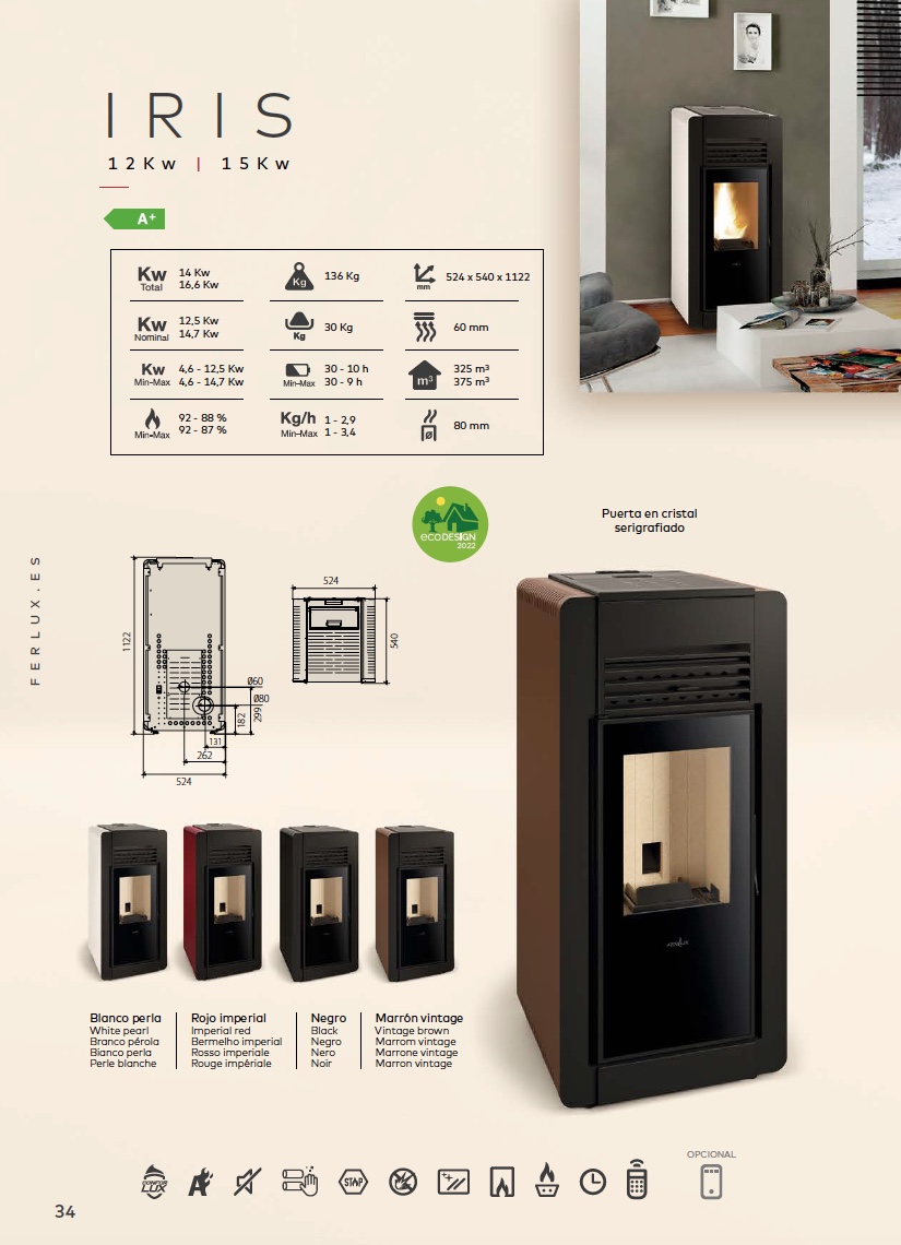 Estufa de pellets Ferlux IRIS