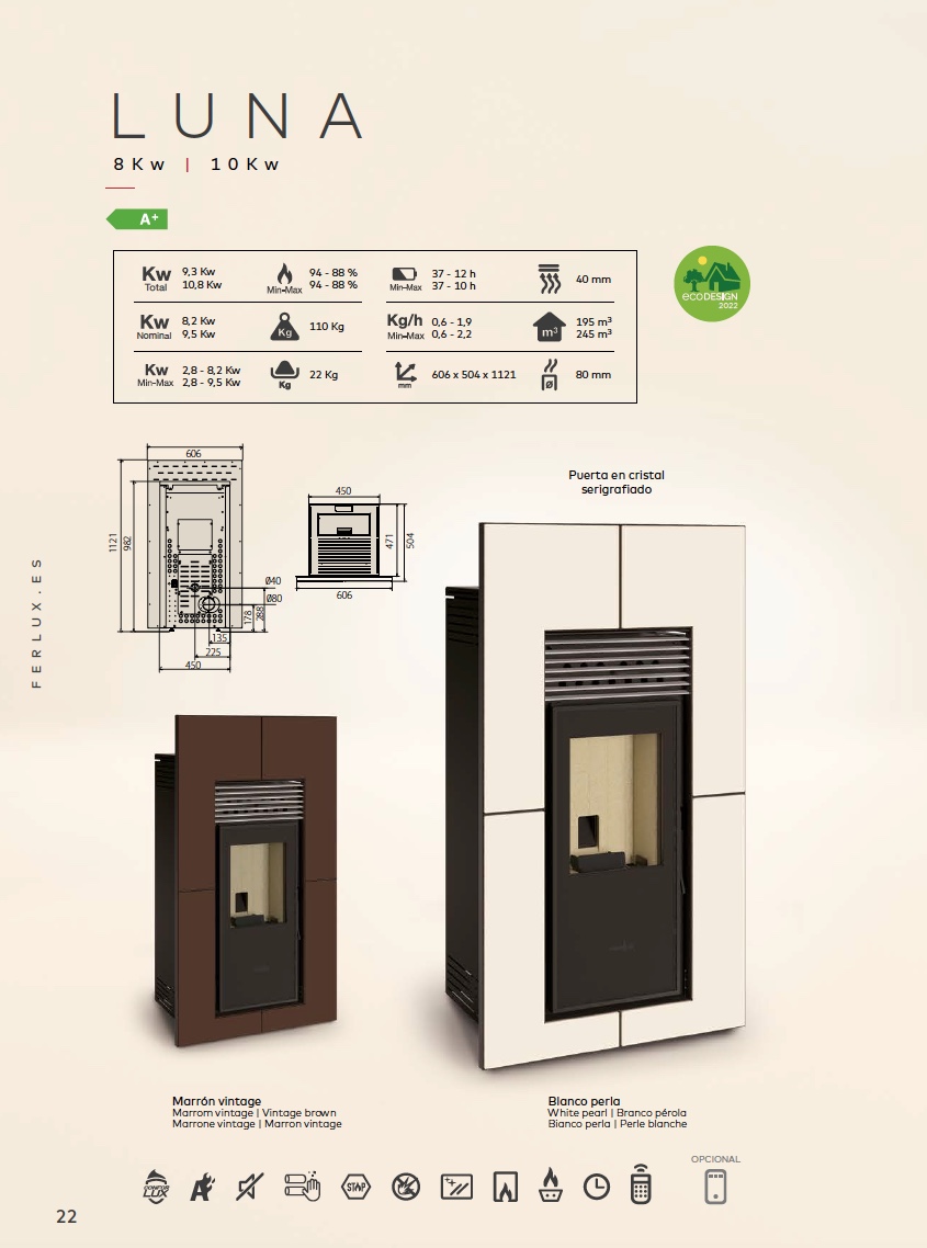 Estufa de pellets Ferlux LUNA