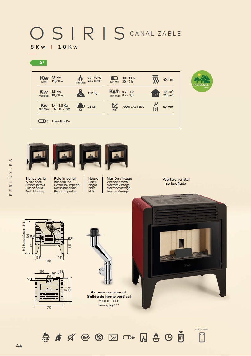 Estufas de pellets canalizable Ferlux OSIRIS