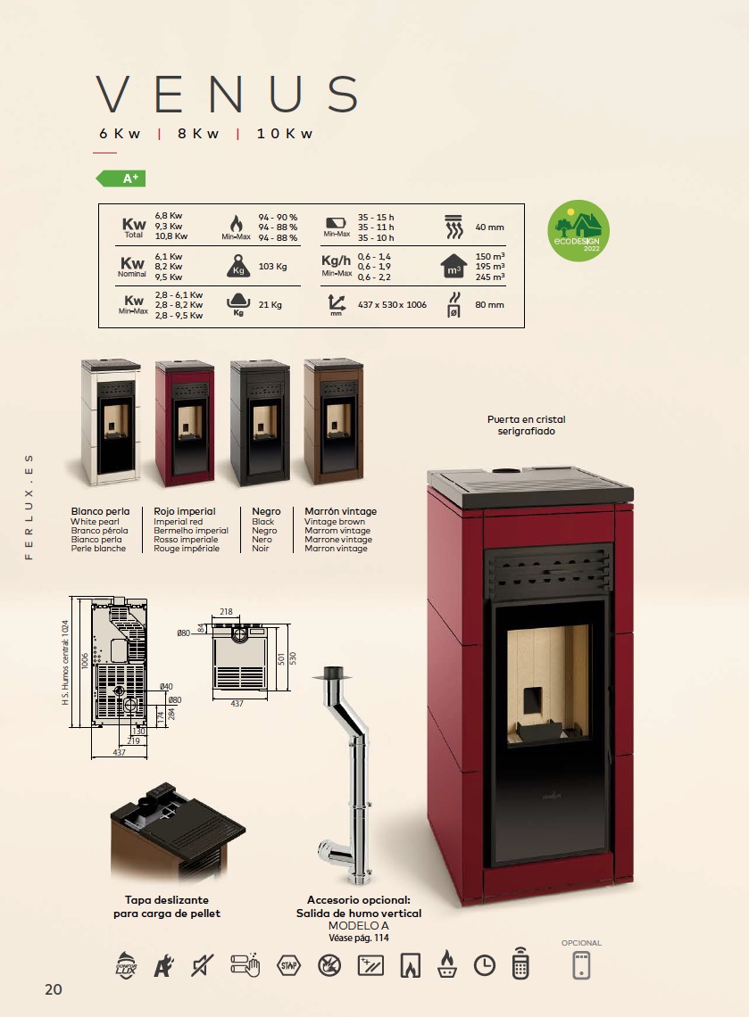 Estufa de pellets Ferlux VENUS
